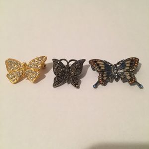 Marcasite, Monet and Crystal Butterfly Pins